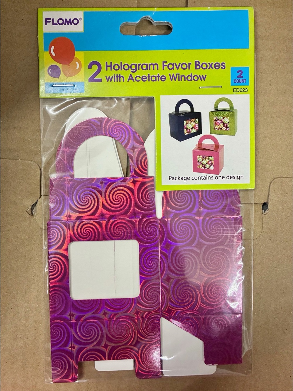🎁$4🎁 NEW FLOMO 2 Hologram Favor Boxes with Acetate Window Size Small